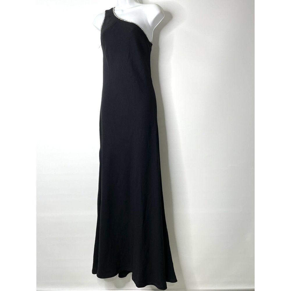 Chetta B Sherrie Bloom Peter Noviello Evening Gown Dress One Shoulder Black